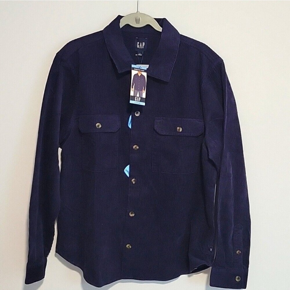 GAP Men's Corduroy Button Down Shirt - Navy